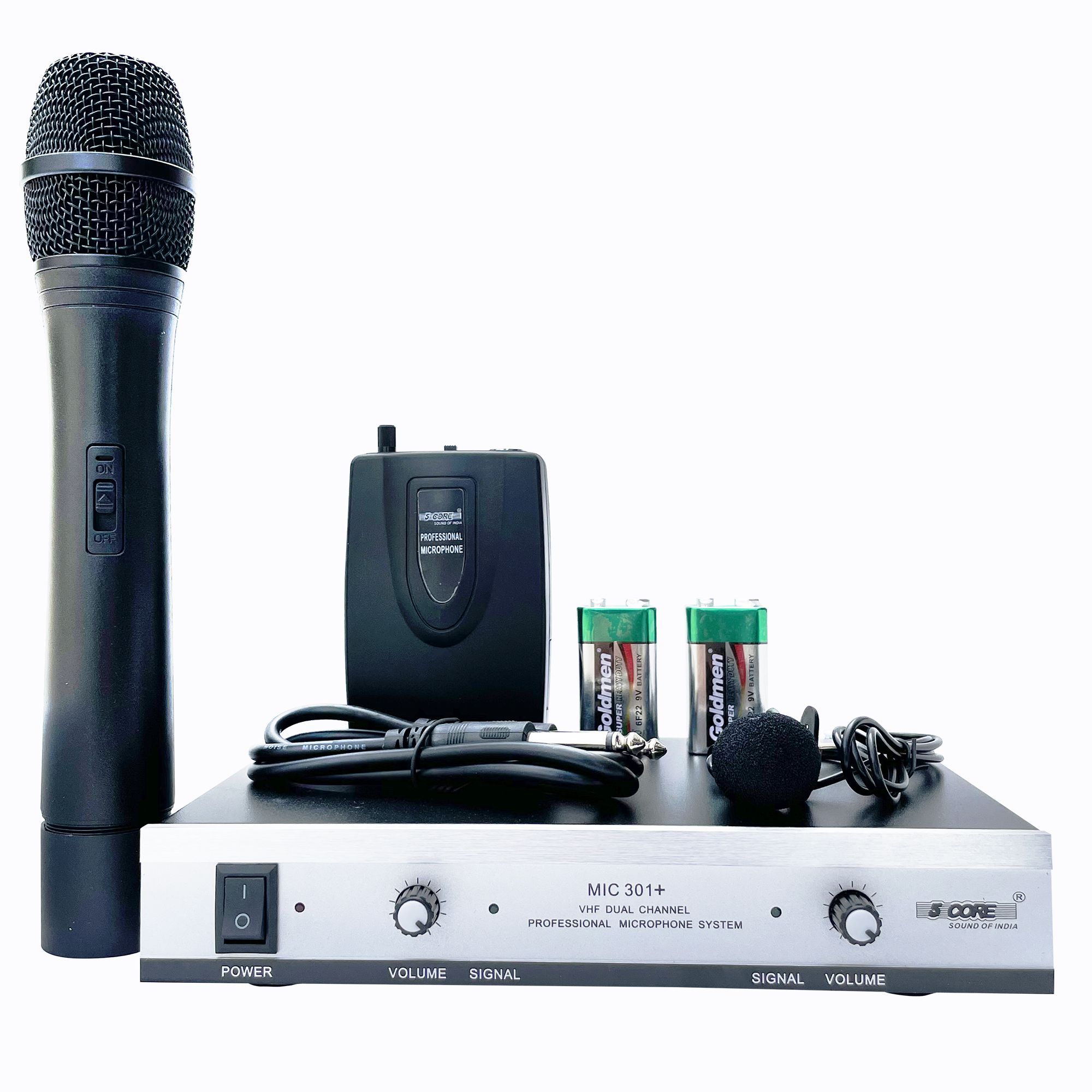 5 Core Wireless Microphone Dual Handheld Mic Cordless Receiver Dj Karaoke Singing Microphones - WM 301 1M1C BLK 5 Core Wireless Microphone Dual Handheld Mic Cordless Receiver Dj Karaoke Singing Microphones - WM 301 1M1C BLK