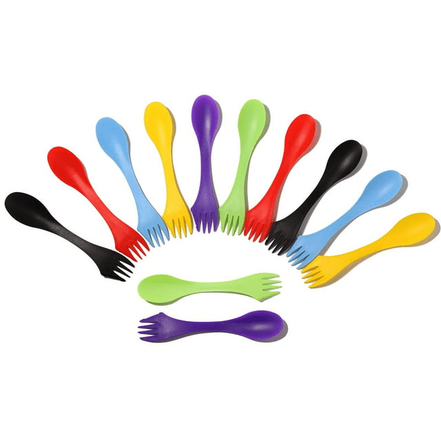 Arroyner 12Pcs Plastic Sporks 3 in 1 Camping Spoon Fork Knife Cutlery Utensil for Home Restaurant Outdoor Activities Hiking Travel Arroyner 12Pcs Plastic Sporks 3 in 1 Camping Spoon Fork Knife Cutlery Utensil for Home Restaurant Outdoor Activities Hiking Travel