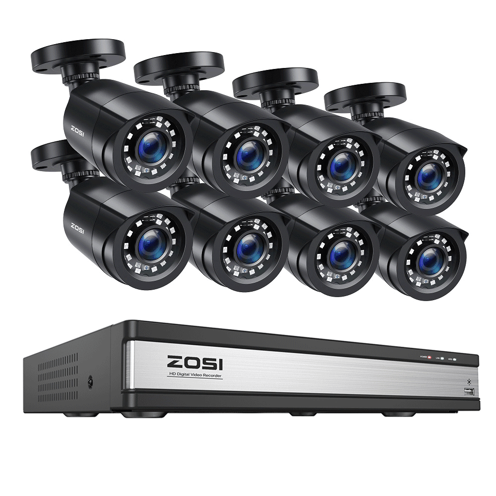 ZOSI 16CH Outdoor Security Camera System 1080P 8Channel H.265+ CCTV DVR Set 2MP Home Wired Video Surveillance Cameras Kit ZOSI 16CH Outdoor Security Camera System 1080P 8Channel H.265+ CCTV DVR Set 2MP Home Wired Video Surveillance Cameras Kit